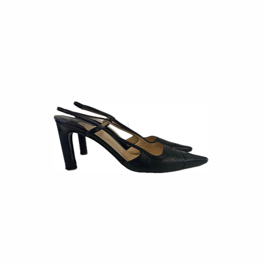 Chanel Black Logo Slingback Pumps